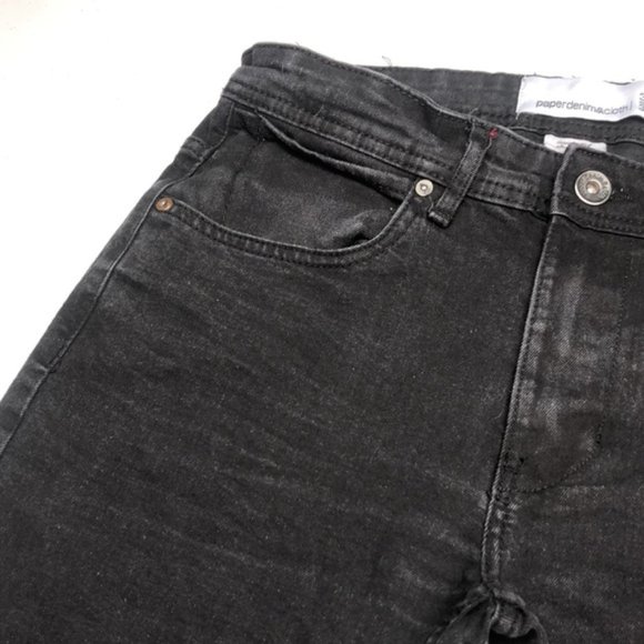 LIKE NEW PAPER DENIM & CLOTH BLACK HIGH-RISE SLIM STRAIGHT JEANS 30x30 ⭐️ - Picture 9 of 10